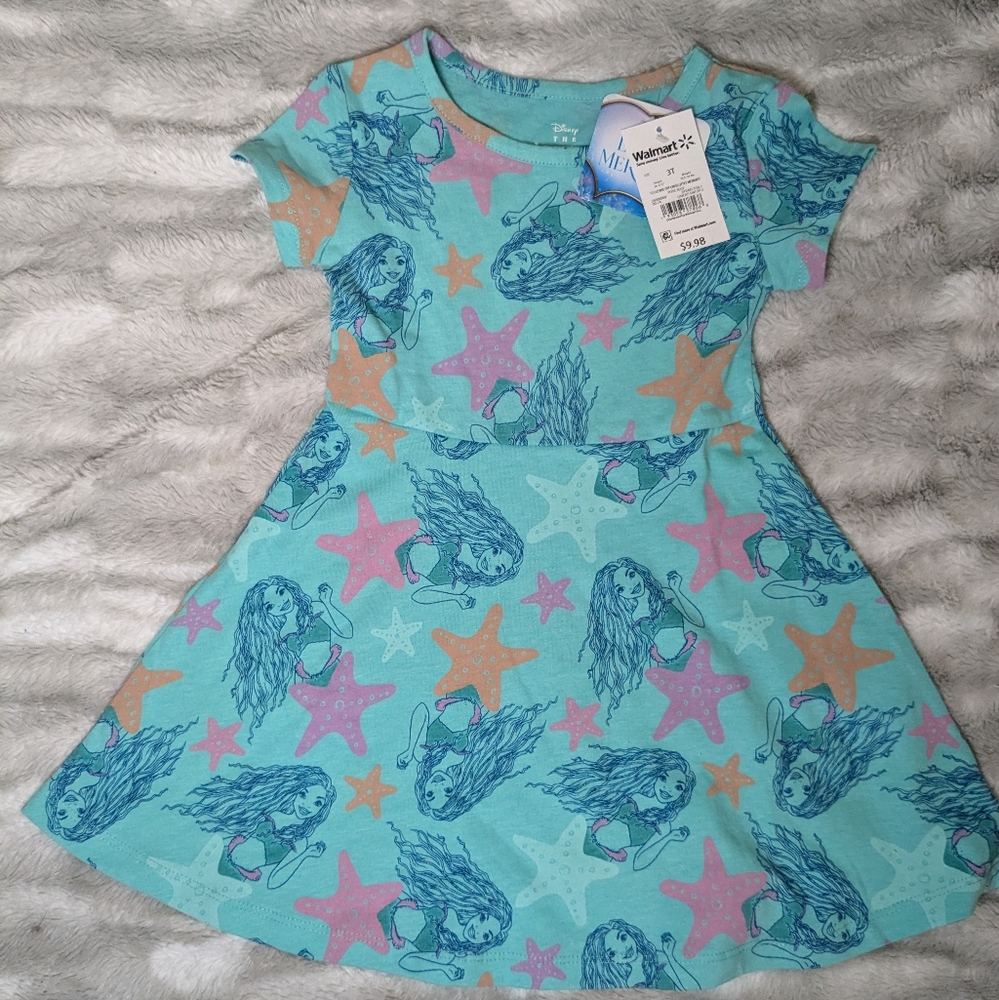 Little Mermaid Toddler Girl Print Skater Dress | 3T | Disney